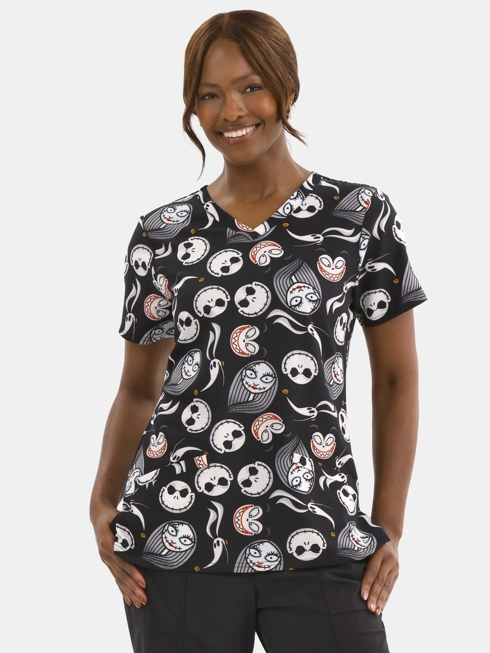 Nightmare Before Christmas Short Sleeve Scrub Top Size Medium Jack Skellington